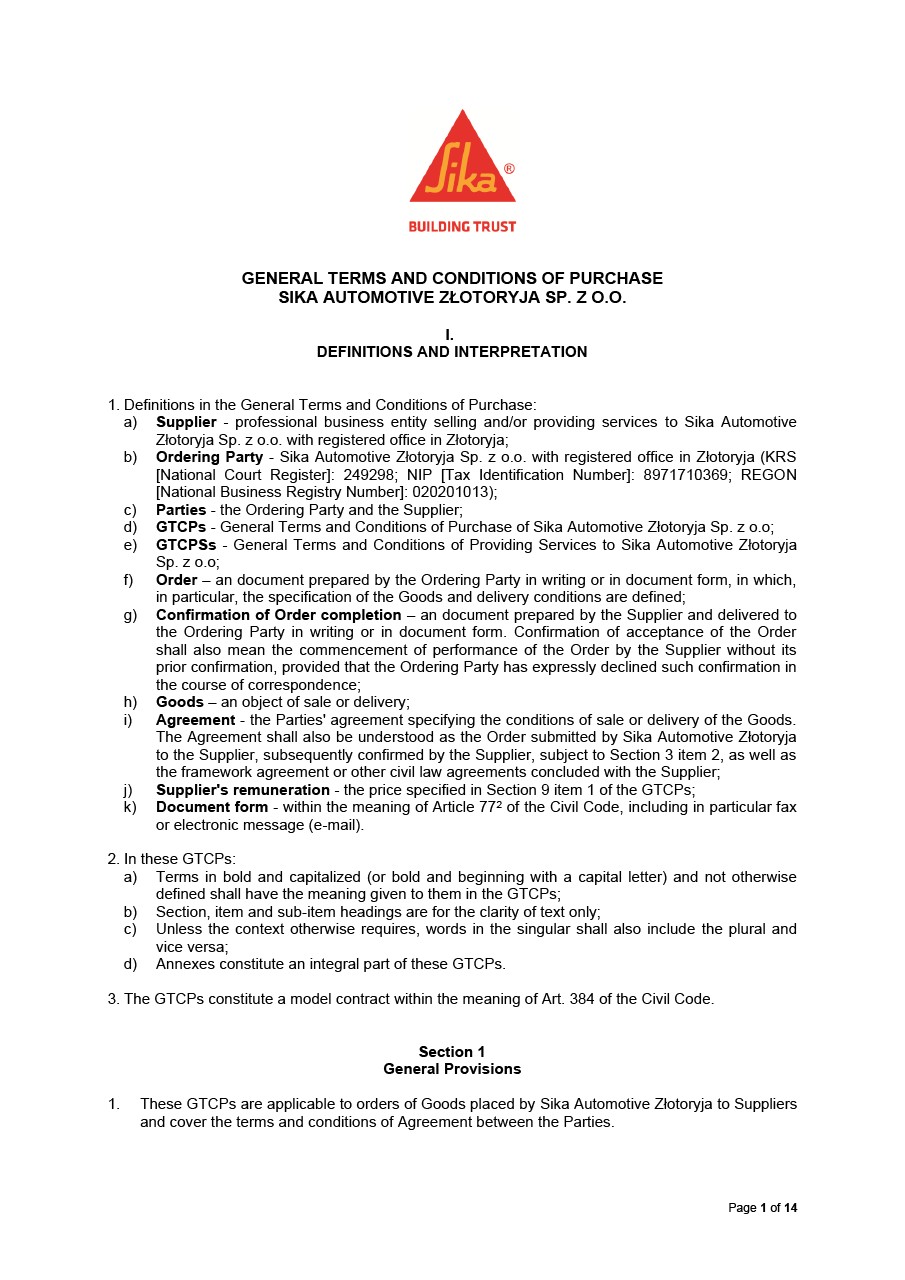 Poland | Legal | Sika Automotive